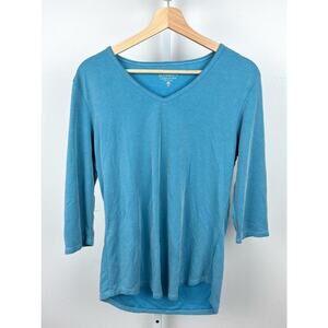 SEGMENTS Essentials Womens M Canada 3/4 Sleeve V-Neck Top Pullover Shirt Blue